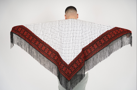Kufiya Embroidered Tatreez Shawl